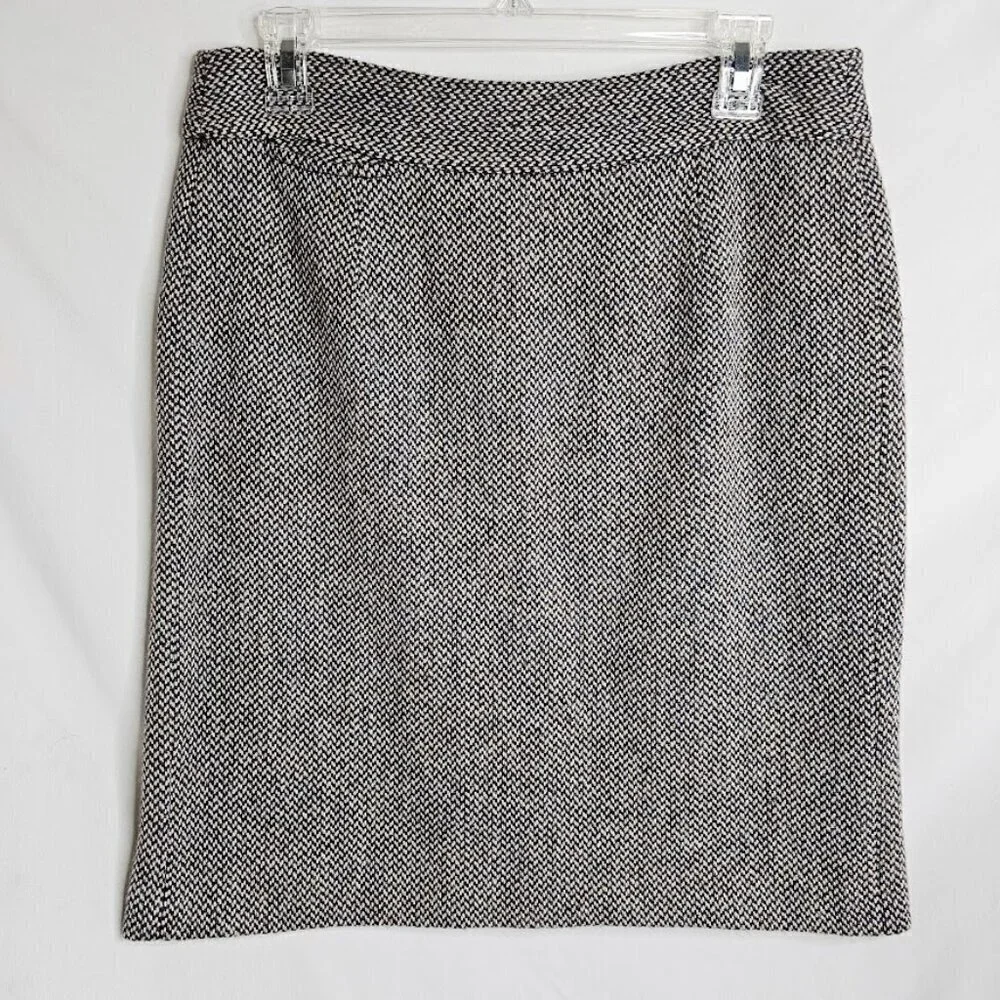 J. CREW Wool Tweed Skirt size 8 GRAY & BROWN Pencil Academia Preppy School Twee - Picture 2 of 7